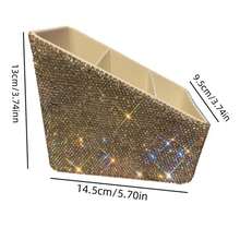 1pc Luxury 3-Tier Rhinestone Makeup Organizer - Elegant White Plastic Material, Can Store Makeup Brushes, Lipsticks, Remote Controls And Bathroom Supplies, Cosmetic Storage Box - Multicolor - View 5