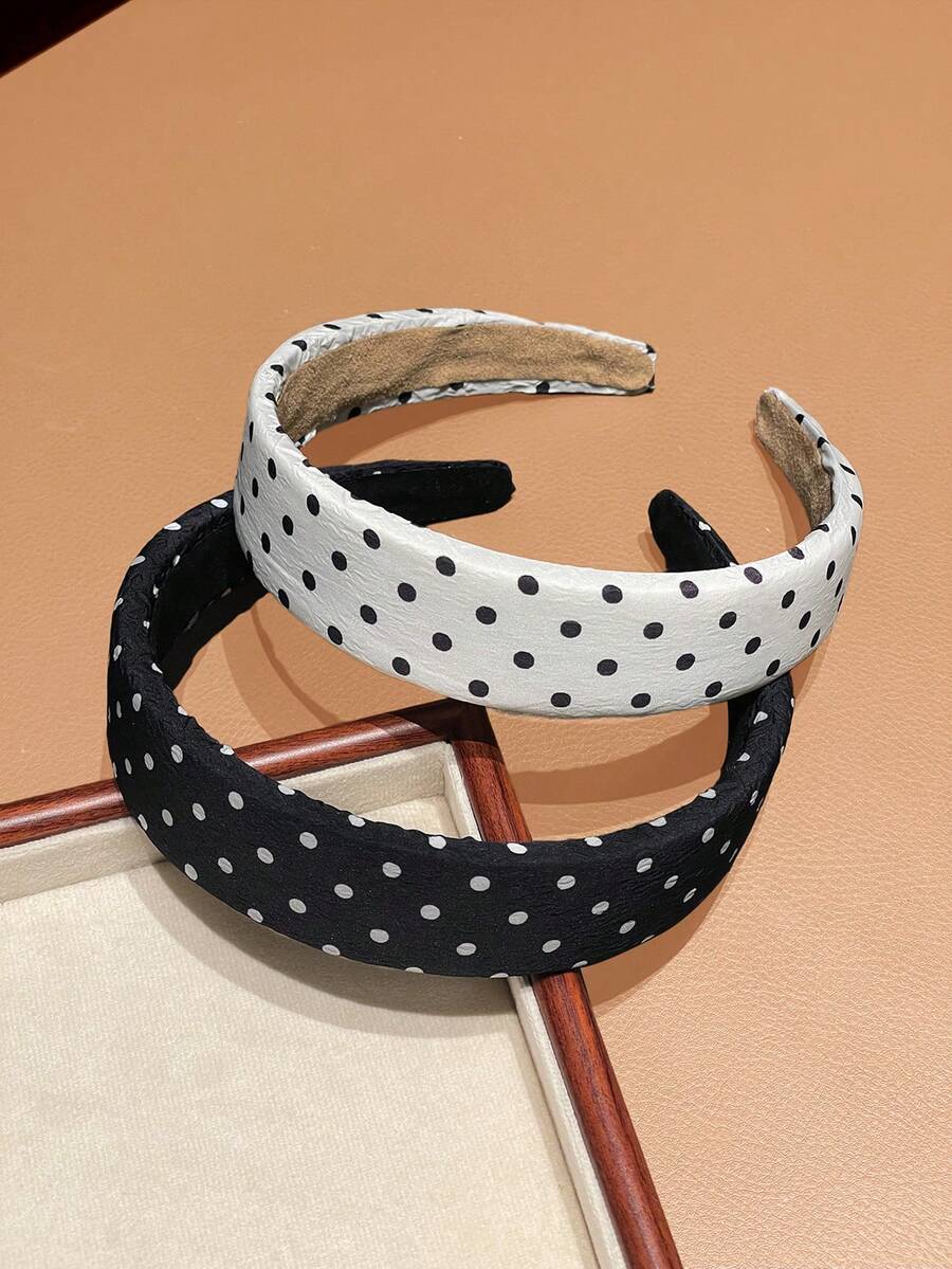 2pcs Polka Dot Casual Polyester Headbands, Women Hair Accessories, Gift Recommendation Hairband Hair Hoop