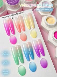 FRESCOBALDI 6 Colors High Saturation Semi-Solid Gel Nail Polish, Suitable For Nail Salons And DIY Use All Season - 彩色 - 查看 4
