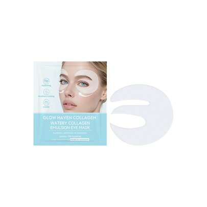 GLOW HAVEN Máscara de ojos con emulsión de colágeno acuosa - Hidratante y bloqueador de humedad - Parches para el contorno de ojos, fórmula suave para piel sensible, rellena el área del ojo, combate los círculos oscuros/hinchazón/líneas finas, tratamiento de ojos antienvejecimiento con colágeno infundido