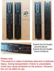 2pcs Fully Telescopic Roller Ball Quiet Drawer Slide Track, Side-Mounted 3-Section Soft Close Slide Track Suitable For Vanity, File Cabinet, Trash Can, Kitchen And Wardrobe - Three-section Rails - View 10