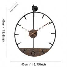 Reloj de pared de gran tamaño con combinación de hierro forjado y madera, reloj de pared de estilo europeo de moda, decoración del hogar para la sala de estar, dormitorio, diseño simple y lujoso, decoración de habitación con movimiento silencioso - Multicolor - Ver 7