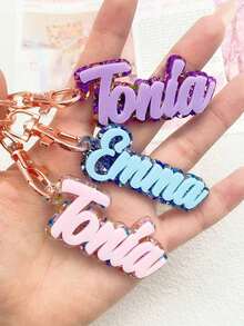 1pc Customized Acrylic Keychain Name Tag - Pink - View 11