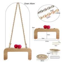 Bộ 3 dây xích kim loại kèm khung gỗ, phụ kiện chữ cái có thể tháo rời dùng để tự làm túi xách nữ, ví. - Nhiều màu - Xem 12