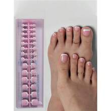 150Pcs Short Square Brown/Pink Adhesive Gel Finger/Toe Nails, With 15 Size Choices, Short French Style Fake Nails, Suitable For Women And Girls Toe Decorating Press On Nails Nail Supplies Nails - 淺粉色 - 查看 9