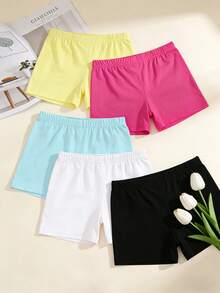 10 piezas/paquete Pantalones cortos de unicolor para niñas, Leggings de color caramelo, Calzones de estilo básico, Pantalones cortos de , Adecuados para todas las estaciones - Multicolor - Ver 7