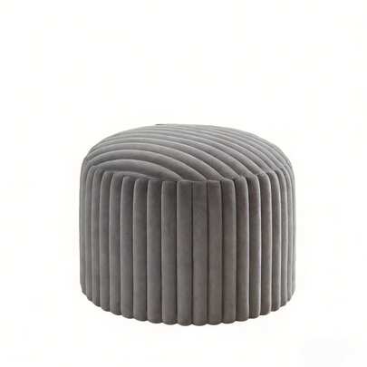 1 pieza Cojín de piso redondo y lujoso relleno, reposapiés suave y cómodo con rayas, de doble capa y suave, con funda extraíble y lavable, 20" X 15" (Aprox. 50cm X 38cm) Taburete esponjoso y mullido, adecuado para sala de estar, dormitorio, tocador, blanco, gris