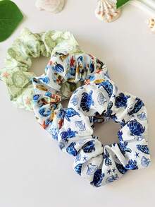 3件套 女士时尚新款海洋动物系列发圈，布艺发绳发圈 - 彩色 - 查看 2