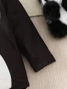 新生兒企鵝造型連身衣 + 帽子 + 襪子，卡通動物連身衣，柔軟面料，適合 100 天/1 個月/1 歲嬰兒拍照拍攝 - 黑色 - 查看 7
