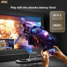 AOC Portable Projector Full HD 4K/1080p, Auto Focus, Auto Keystone Correction, Adjustable Angle, Wi-Fi 6 & Bluetooth, 15000 Lumens, Compatible With IOS/Android/PC For Work And Gaming - Black - View 6