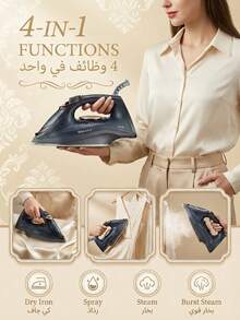 SOKANY 2200W High Power Steam Iron, Fast Heating, Multi-Temperature Control, Large Water Tank, Spray Button And LED Display, Ceramic Soleplate, Suitable For Home And Business Use - EU E Type Plug(220-240V) - View 7