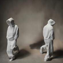 1 Set Black & White Faceless Thinker Figurine, Plastic Decor, Perfect For Computer Desk, Entryway, Great Gift For Collectors Of Abstract Virtual Human Figures - Multicolor - View 9
