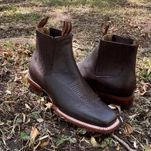 Men High-Top Leather Riding Boots - Chocolate Brown - View 5