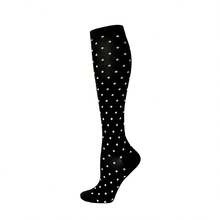 6 Pairs Unisex Black & White Striped Compression Socks, Running Sports Casual Knee-High Socks - Multicolor - View 5