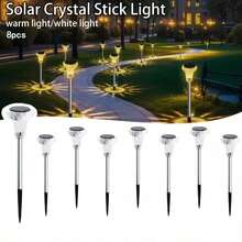 Solar Lights Outdoor Waterproof, Stainless Steel LED Solar Garden Lights For Patio, Lawn, Yard And Landscape, Garden Decor Patio Decor (8/12/16Pack) - 暖白色 - 查看 8