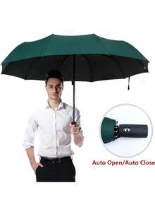 1pc Large Fully Automatic Folding Umbrella For 2-3 People, Sun Protection And Rain, Unisex - Multicolor - View 2
