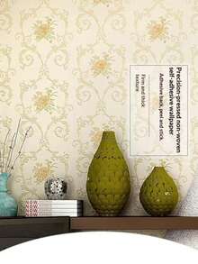 1pc Self-Adhesive Wallpaper, 3D Embossed, European Style, Non-Woven Fabric, High-Density, Suitable For Bedroom, Living Room, Accent Wall - 1PC - View 3