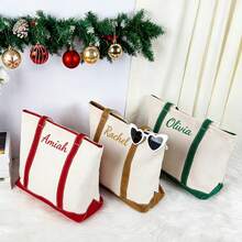 1 pieza Bolsa de lona personalizada, ¡crea una bolsa única solo para ti! La bolsa de lona duradera no solo es práctica, sino también un lienzo para mostrar tu personalización. Bordado, agrega un nombre elegante, inicial o texto especial - Multicolor - Ver 3