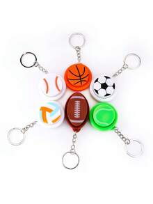 1pc Sports Ball Pattern Keyboard Stress Relief Toy, Round Click Button Fidget Keychain, Stress Relief, Creative Fidget Ball Toy. Can Be Used As Keychain, Car Keychain, Bag Pendant, Keychain Accessory. Features Sports-Themed Keyboard Button Design, Adult Finger Keychain, Finger-Press Type Keychain, With Entertainment And Relaxation Functions. Ideal As Sports Activity Gift, Party Gift And Unique Gift. - Button Decompression Ball - View 7