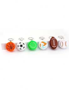 1pc Sports Ball Pattern Keyboard Stress Relief Toy, Round Click Button Fidget Keychain, Stress Relief, Creative Fidget Ball Toy. Can Be Used As Keychain, Car Keychain, Bag Pendant, Keychain Accessory. Features Sports-Themed Keyboard Button Design, Adult Finger Keychain, Finger-Press Type Keychain, With Entertainment And Relaxation Functions. Ideal As Sports Activity Gift, Party Gift And Unique Gift. - Button Decompression Ball - View 4