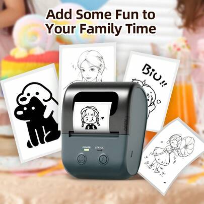 便携式热敏标签打印机 + 1 卷 50*70mm 热敏标签纸，USB 充电，方便家庭和办公室使用，提供多种适用于办公室、厨房和学校组织的模板。