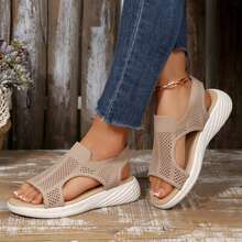 Summer Travel Wedges Sandals For Women Comfortable Ankle Strap High Heel Wedges Beach Open Toe Walking Shoes Outdoor Platform Sandals - Beige - View 6