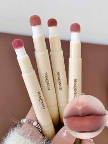 丝绒哑光唇釉 - 持久不褪色液体唇膏，带海绵头涂抹器，多种颜色可选（棕色、蜜桃色、粉色、红色），新年和情人节的绝佳礼物 - 彩色 - 查看 2