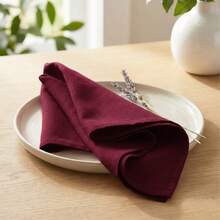 12pcs Solid Color Cloth Napkins, Washable Cotton Table Napkin For Household Dining Fall Autumn Decor Wedding Hotel 45*45cm - Màu Đỏ Sâu - Xem 1