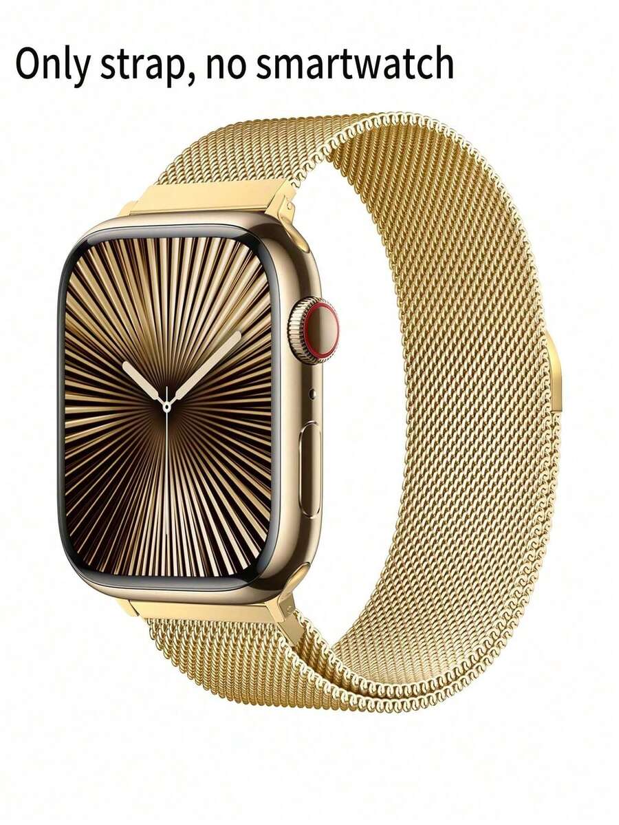 1PC Women Gold Milanese Loop Watch Strap Compatible With Apple Watch 46mm 49mm 40mm 44mm 45mm 41mm 42mm 38mm, Magnetic Stainless Steel Luxury Metal Bracelet Watch Band Compatible With Apple Watch Series 11 10 9 8 7 SE 6 5 4 3 2 1 Ultra 3/2/1, Fashion Smartwatch Accessories Compatible With IWatch S10 S11