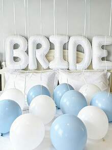 45件套新娘主题气球套装，包含一个40英寸白色“BRIDE”字母气球，以及蓝白相间的乳胶气球，适用于新娘送礼会、单身派对、婚礼订婚装饰。 - 新娘主題氣球 B - 查看 4