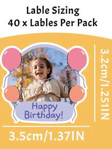40pcs/80pcs/120pcs Kid Personalised Photo Stickers Labels,Photo Labels, Birthday Party Stickers,Custom Portrait Sticker - Chocolate Brown - View 4