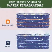 Extra Large Adult Foldable Bathtub | Luxury Spa Experience, High-Efficiency Heat Insulation, Heat & Cold Resistant | Ideal For Small Spaces, Outdoor & Patio Use - 870 Gallons/Starry Sky - View 9