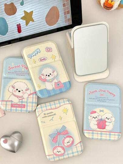 1个折叠化妆镜，便携式旅行化妆镜，桌面小镜子，适用于学生宿舍，紧凑型桌面化妆镜，便携简约桌面式女性旅行化妆镜，家用，适用于学生宿舍、卧室、浴室，外出携带。