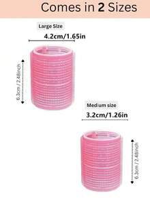 18个装大号自粘式卷发器，适用于长发/中长发/短发及刘海，DIY卷发工具（包含12个大号卷发器+6个夹子），卷发器 - 粉色 - 查看 6