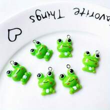 1/10 piezas Colgante de rana verde de dibujos animados, accesorio de artesanía en forma de animal de resina para hacer joyas, decoración de mochilas, manualidades y artes - Colgante de rana - Ver 6