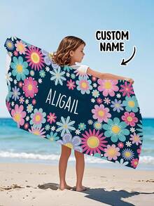 Personalized Children's Beach Towel, Perfect Summer Birthday Gift, Suitable For Various Summer Occasions. Customizable Beach Towel And Accessories, Applicable For Beach, Swimming Pool, Travel, Camping, Yoga And Other Scenarios. - Multicolor - View 6