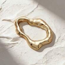 1件不对称精致时尚金属定制大号丝巾夹，女士胸针，简约优雅，适合日常佩戴和搭配服装 - 絲巾環 - 查看 6