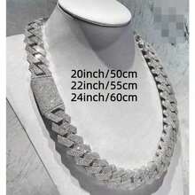Men's Cuban Chain Necklace-Heavy-Duty-Hop Jewelry Featuring An Interlocking Link Design.Modern Cuban Chain Style Suitable Everyday Wear And Special Occasions-Durable Men's Necklace, Party Accessory, Miami Cuban Chain, High-Quality Metal, Men's Chain, Chain. - 銀色 - 查看 4