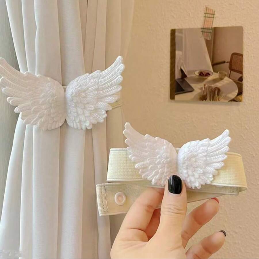 2件套白色天使翅膀装饰品 - 轻盈的吹塑塑料材质，羽毛设计精美，适用于婚礼、派对 - DIY礼物和活动装饰，无需用电，婚礼配件，优雅设计，装饰品 - 均碼 - 查看 1