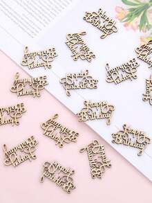 15pcs Birthday Wooden Decoration, Simple Wood Letter Shaped Throwing Confetti For Birthday Party,Christmas - Beige - View 6