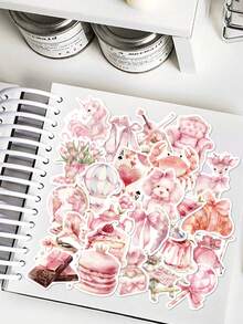 50pcs Pink Aesthetic Stickers Laptop Handbook Phone Case Decorative Decals - A - View 6
