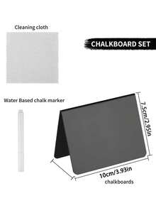 14 tấm bảng phấn nhỏ, kích thước khoảng 10cm x 90cm, dễ viết và xóa - Dùng làm nhãn thực phẩm, bảng chỉ dẫn tiệc buffet, tiệc tùng, bàn ăn, đám cưới, tiệm bánh, bảng chỉ đường đám cưới, bảng đặt chỗ đám cưới, thẻ bàn. - bảng đen hình chữ V - Xem 3
