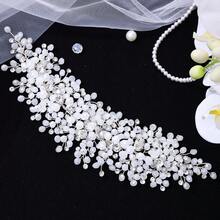 Luxury Crystal Beaded Headpiece, Boho Bride Tassel Headband, Wedding Party Styling Accessory, Elegant Women's Rhinestone Headpiece - White - View 3
