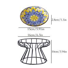 shuo ni mao yi Pet Cat And Dog Bowl Ceramic Feeding Tray Cat Food And Dog Food Bowl High-Speed Iron Frame With Neck Protection And Anti Choking Pet Food Bowl Bohemian Plate Pet Food Bowl - 200ml - View 13