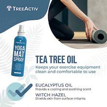 TreeActiv Yoga Mat Cleaner Spray 4 Fl Oz Cleaning Spray For Yoga Accessories All Purpose Mat Spray For Gym Equipment Workout Mat Spray With Tea Tree Oil Yoga Mat Spray Cleaner With 2000 Sprays - như hình - Xem 7