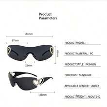 1 paire de lunettes de soleil mode femme multicolores en forme de cœur Y2K, grand cadre, lunettes de soleil chic et sportives, lunettes de soleil mode, style bohème, convient pour les fêtes, les sorties, les accessoires de plage d'été, les cadeaux de la Saint-Valentin, les fêtes et autres occasions - J'adore les jambes de thé progressivement des tranches de thé - Voir 2