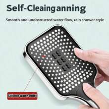 3 Gear Pressurized Shower Head With 1.5m Hose. Silicone Nozzles Anti Clog. Soft Mixed Pulse Sprays Universal Bathroom Shower Accessory. - 1 Black Showerhead+1 1.5m Water Pipe - View 5