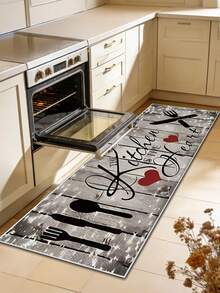 1pc Retro American Style Kitchen Runner Rug, Home Entryway Hallway Carpet, Linen-Like Material, Wooden Grain Decor, Washable Kitchen Mat, Suitable For Kitchen, Entryway, Bar, Laundry Room, Hallway And More - Grey - View 14