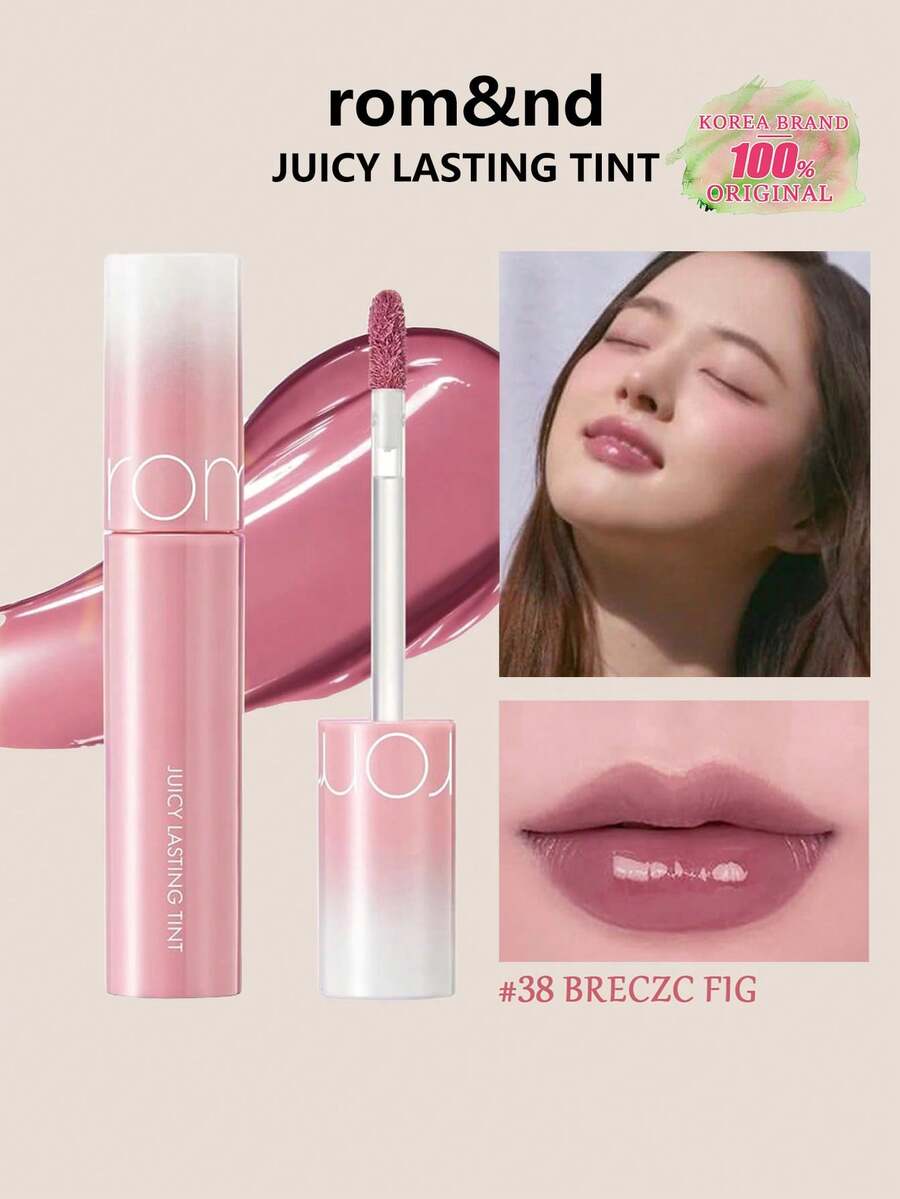 Rom&nd Romand 持久保湿唇彩 38 BREEZE FIG，5.5克/0.2盎司，Romand 液体唇膏，保湿亮泽妆效，韩国唇彩，持久显色，MLBB（My Lips But Better，我的嘴唇，但更美），保湿，高显色度，打造自然透明妆容，日常唇彩，韩国化妆品，礼盒装