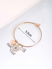 1pc Fashionable Classic Stainless Steel Zirconia Inlaid Beautiful Heart Decor Pendant, Small Diamond Pendant Bracelet Jewelry Accessory - Multicolor - View 2